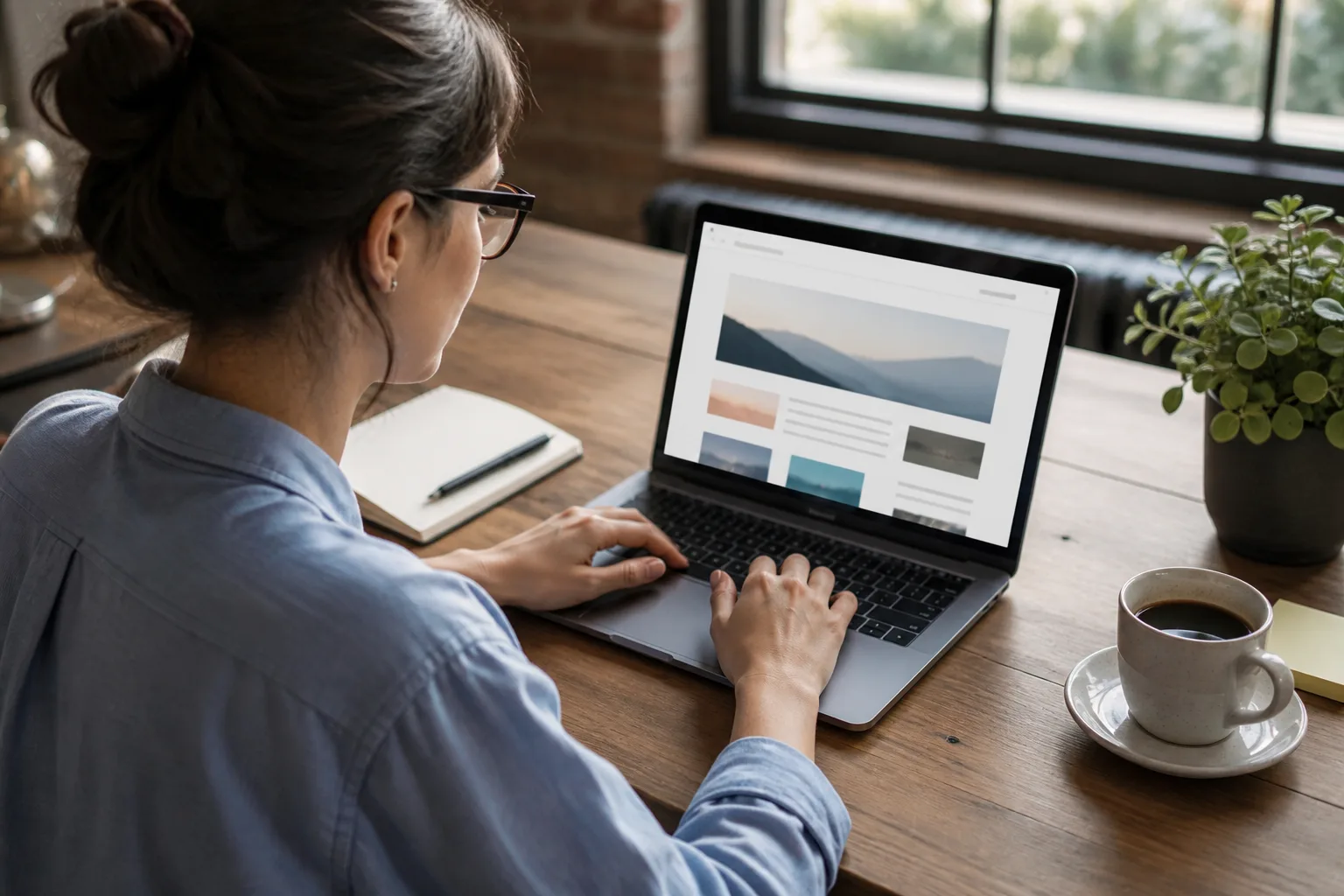 A laptop showing a content editor.